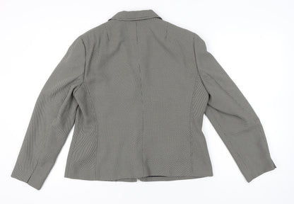 Jones New York Womens Grey Houndstooth Blazer Jacket Size 16