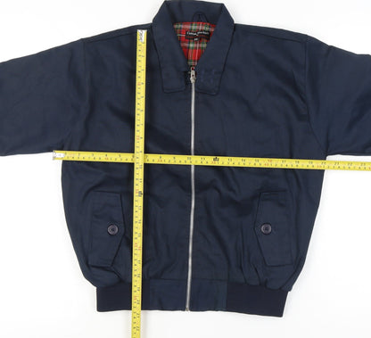 Cotton Works Boys Navy Blue Bomber Jacket Size 34 Collared Full Zip