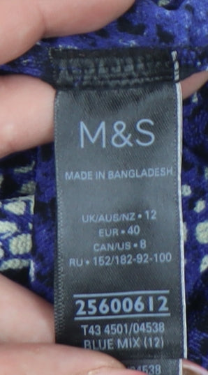 Womens UK Size 12 Marks and Spencer Blue Basic Blouse