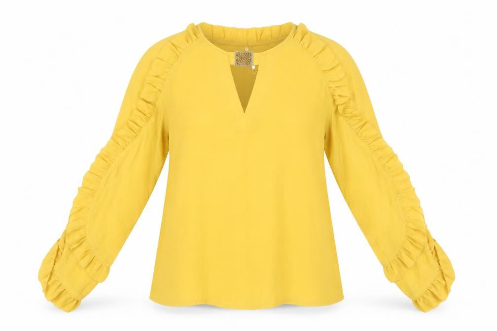 Womens UK Size 10 BiBA Yellow Tunic Blouse