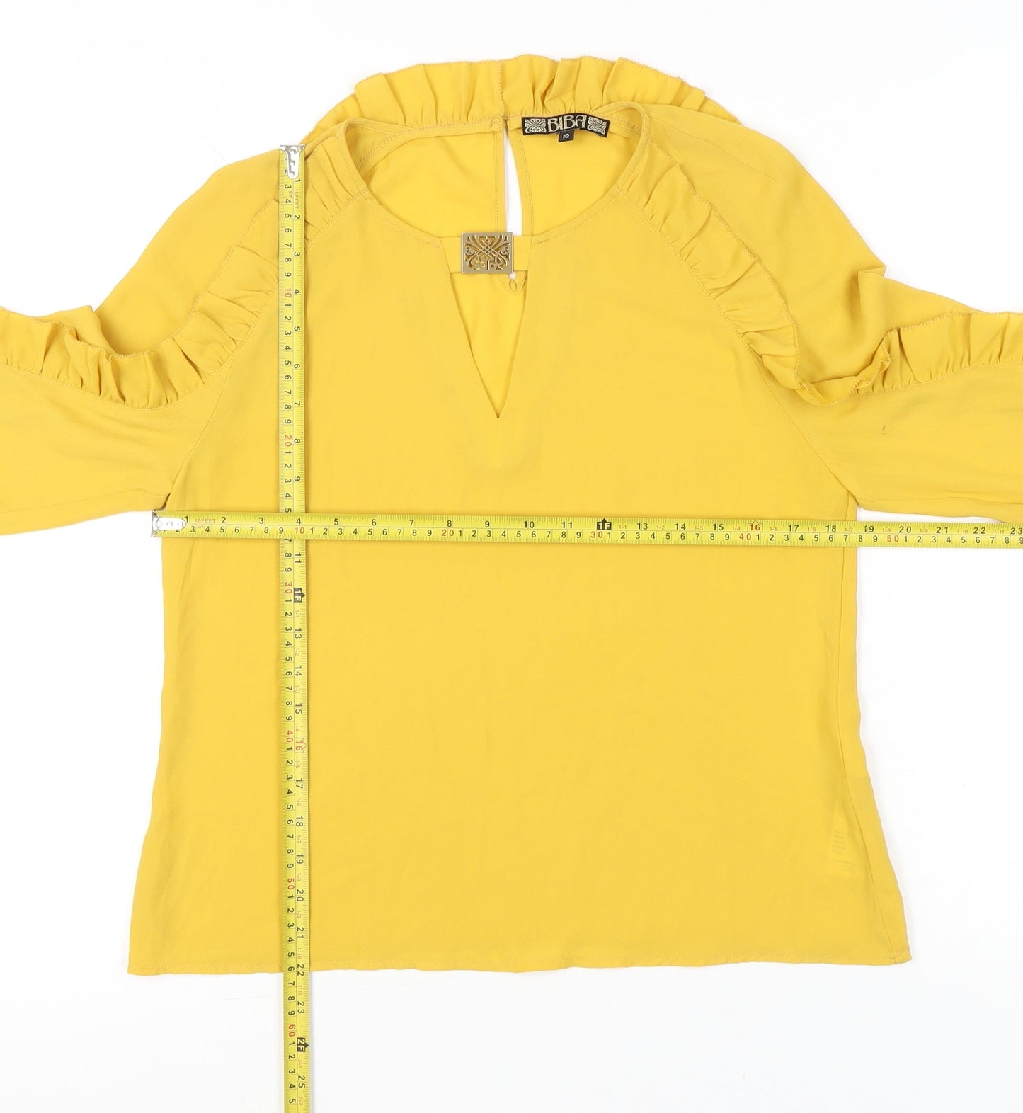 Womens UK Size 10 BiBA Yellow Tunic Blouse