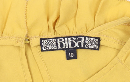 Womens UK Size 10 BiBA Yellow Tunic Blouse