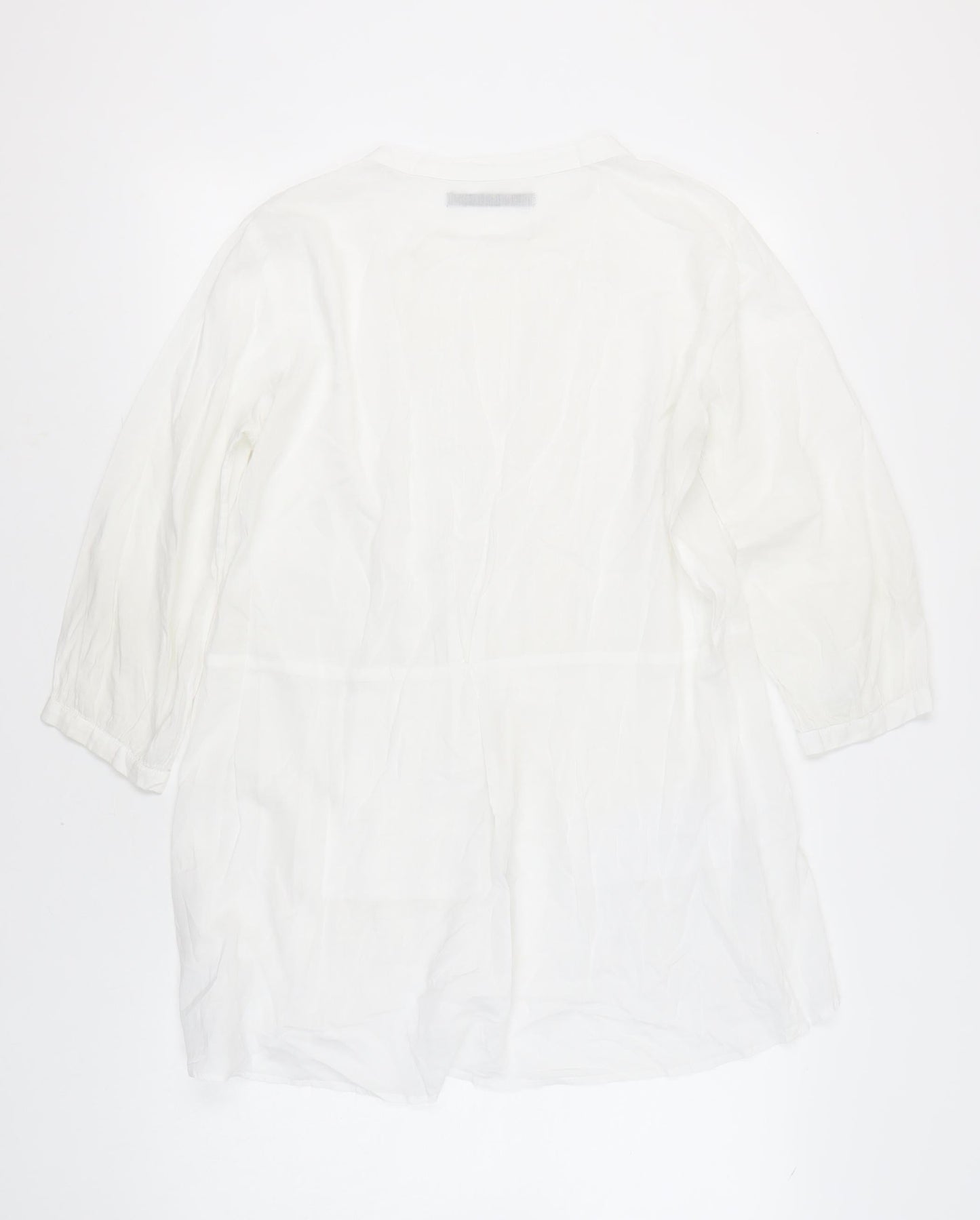 Zara Basic Womens White Cotton Tunic Blouse L 3/4 Sleeve