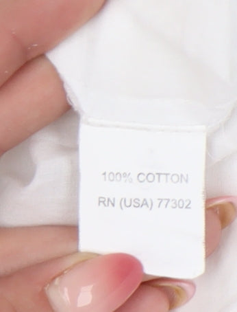 Zara Basic Womens White Cotton Tunic Blouse L 3/4 Sleeve