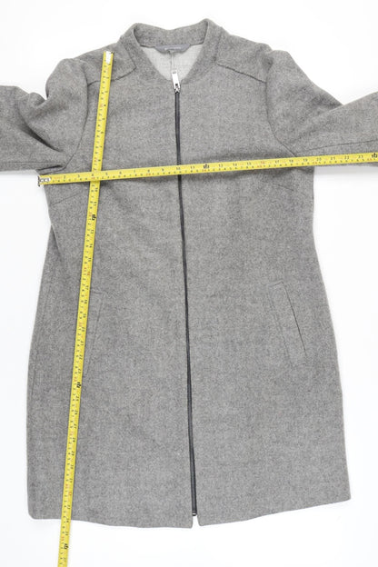 Principles Womens Grey Wool Blend Zip Up Overcoat Size 14 Regular