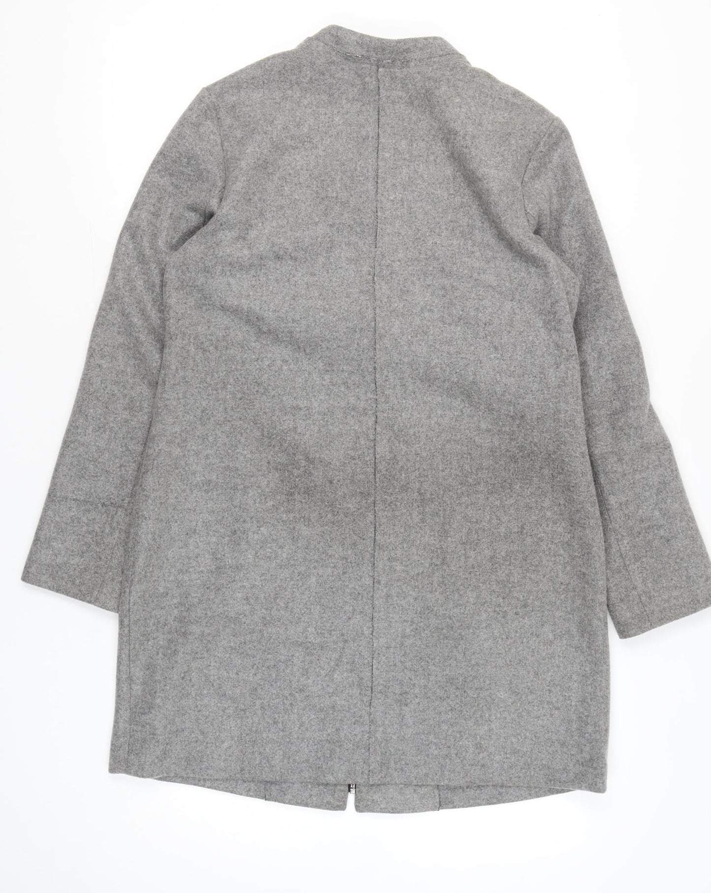 Principles Womens Grey Wool Blend Zip Up Overcoat Size 14 Regular