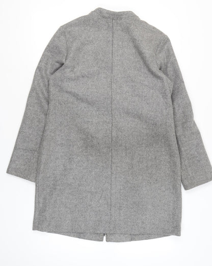 Principles Womens Grey Wool Blend Zip Up Overcoat Size 14 Regular