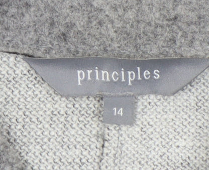 Principles Womens Grey Wool Blend Zip Up Overcoat Size 14 Regular