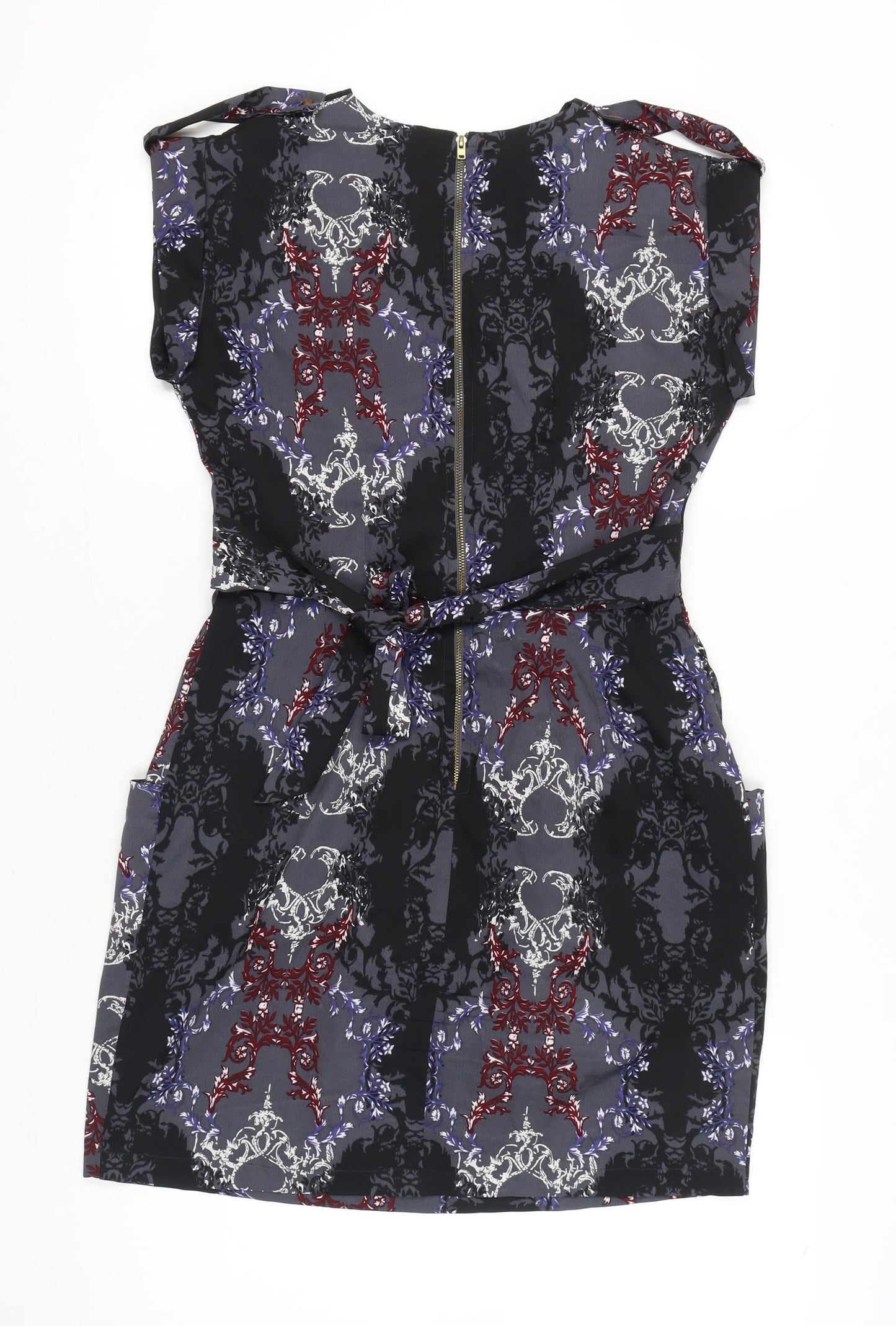 Closet BLU Women’s Size 14 Black Grey Floral Sheath Knee Dress
