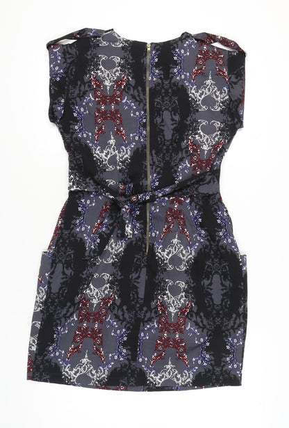 Closet BLU Women’s Size 14 Black Grey Floral Sheath Knee Dress