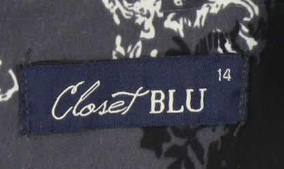 Closet BLU Women’s Size 14 Black Grey Floral Sheath Knee Dress