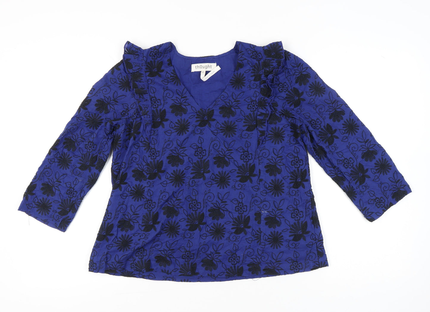 Womens UK Size 12 Thought Blue Tunic Blouse