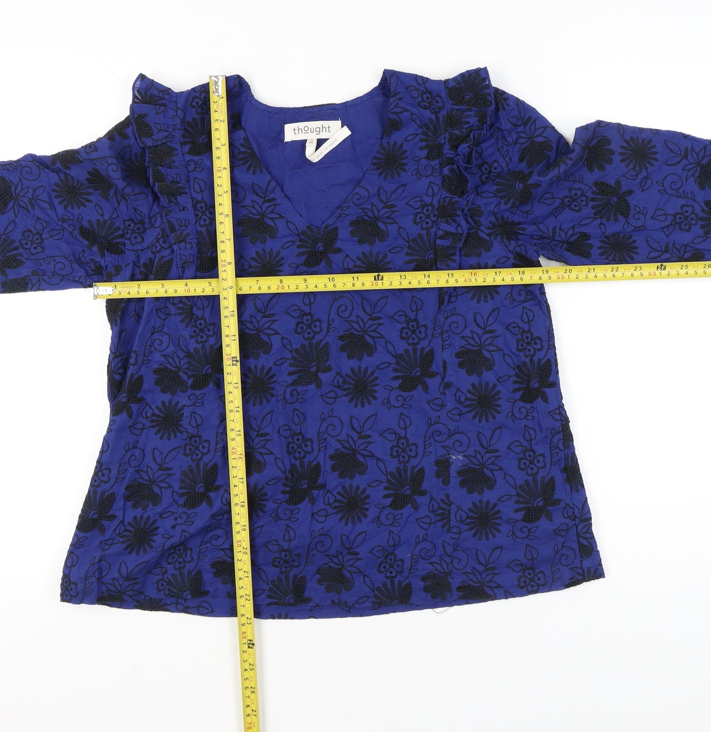 Womens UK Size 12 Thought Blue Tunic Blouse