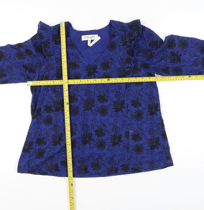 Womens UK Size 12 Thought Blue Tunic Blouse