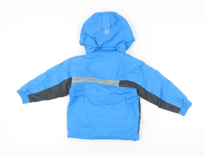 Parallel Boys Blue Grey Ski Jacket Coat Hooded 3-4 Years Winter Outdoor