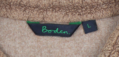 Boden Womens Brown Fleece Button-Up Long Sleeve Collared Top Size L