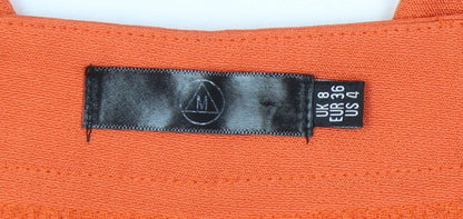 Missguided Women's Orange Paperbag Trousers UK 8 High Waisted Belted Workwear