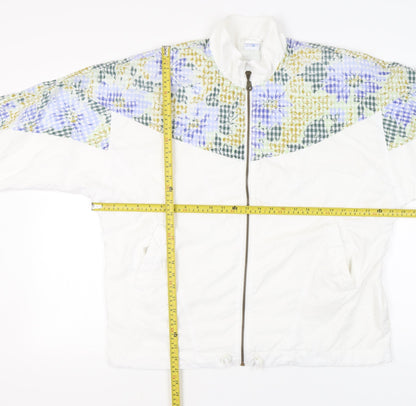 Anzoni Womens White Floral Retro Bomber Jacket Size 14
