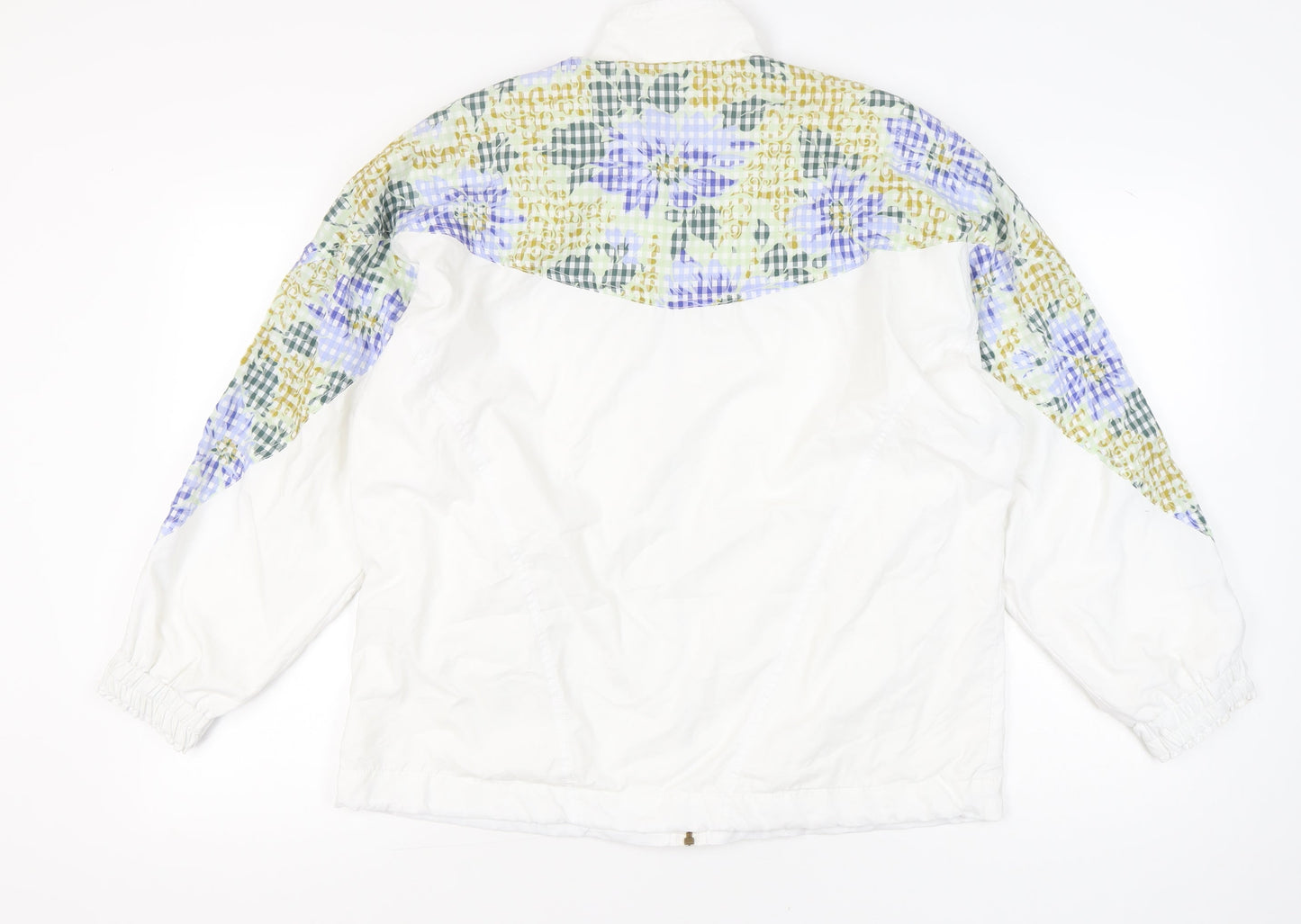 Anzoni Womens White Floral Retro Bomber Jacket Size 14