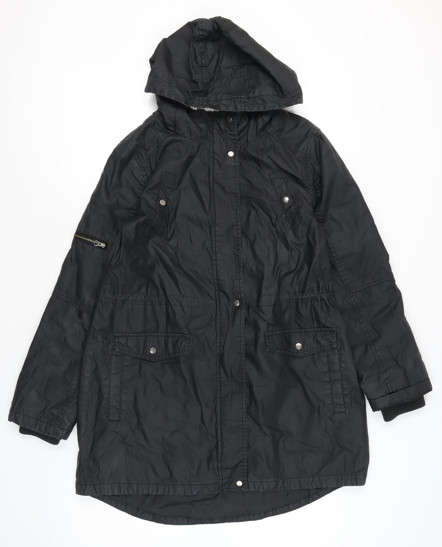Womens UK Size M Oasis Black Parka Coat