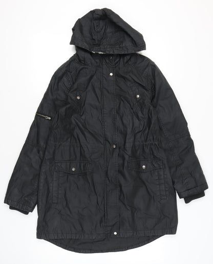 Womens UK Size M Oasis Black Parka Coat
