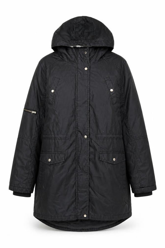 Womens UK Size M Oasis Black Parka Coat