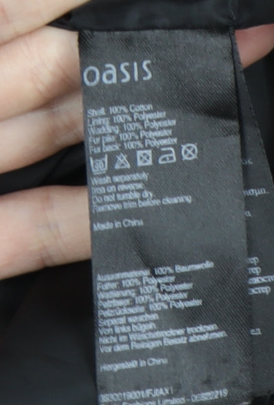 Womens UK Size M Oasis Black Parka Coat