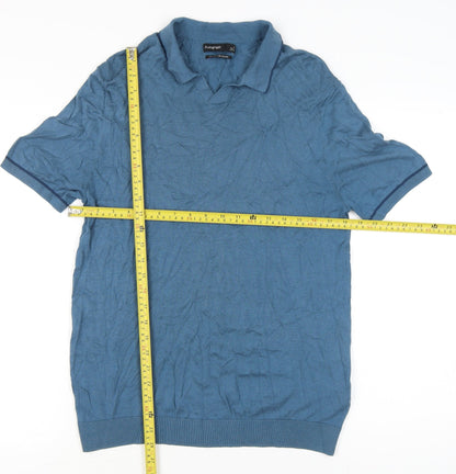 Marks and Spencer Men’s Blue Silk Cotton Polo Shirt M Regular Fit