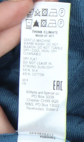 Marks and Spencer Men’s Blue Silk Cotton Polo Shirt M Regular Fit