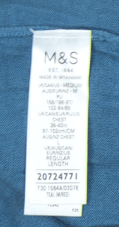 Marks and Spencer Men’s Blue Silk Cotton Polo Shirt M Regular Fit