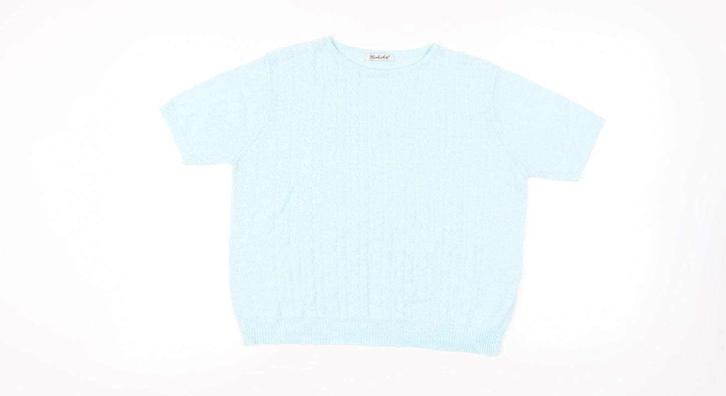 Berkertex Women’s Blue Knit Short Sleeve T-Shirt Size 14-16