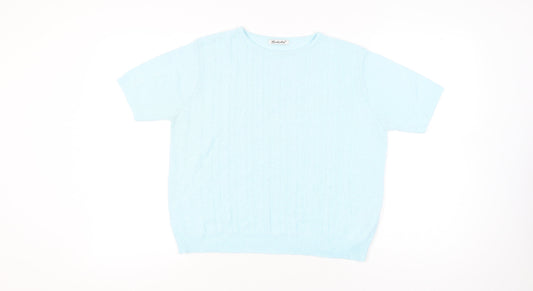 Berkertex Women’s Blue Knit Short Sleeve T-Shirt Size 14-16