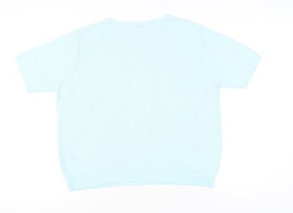 Berkertex Women’s Blue Knit Short Sleeve T-Shirt Size 14-16
