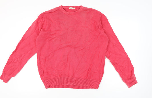 Cotton Traders Men's Pink XL Crew Neck Cotton Pullover Jumper