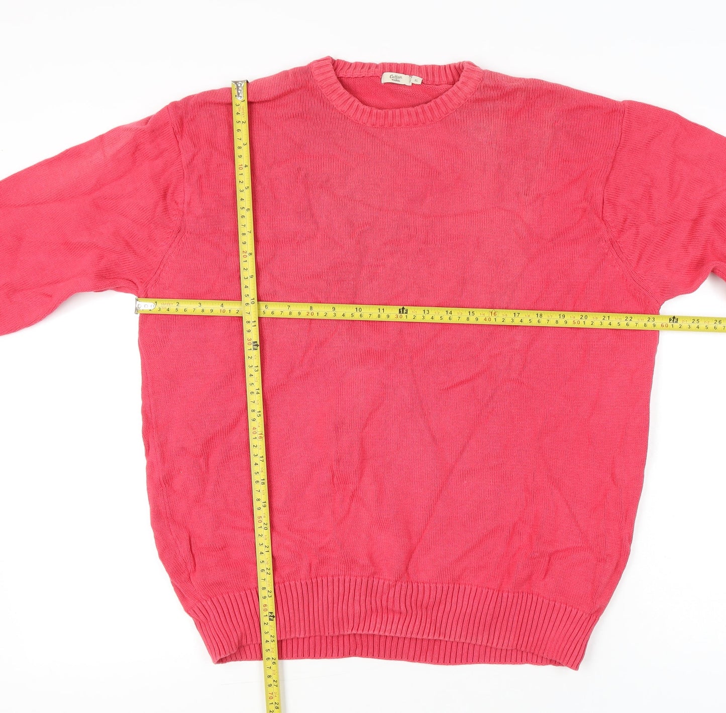 Cotton Traders Men's Pink XL Crew Neck Cotton Pullover Jumper
