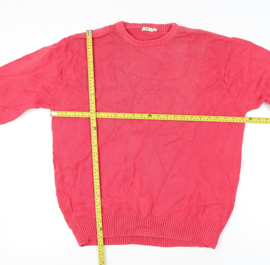 Cotton Traders Men's Pink XL Crew Neck Cotton Pullover Jumper