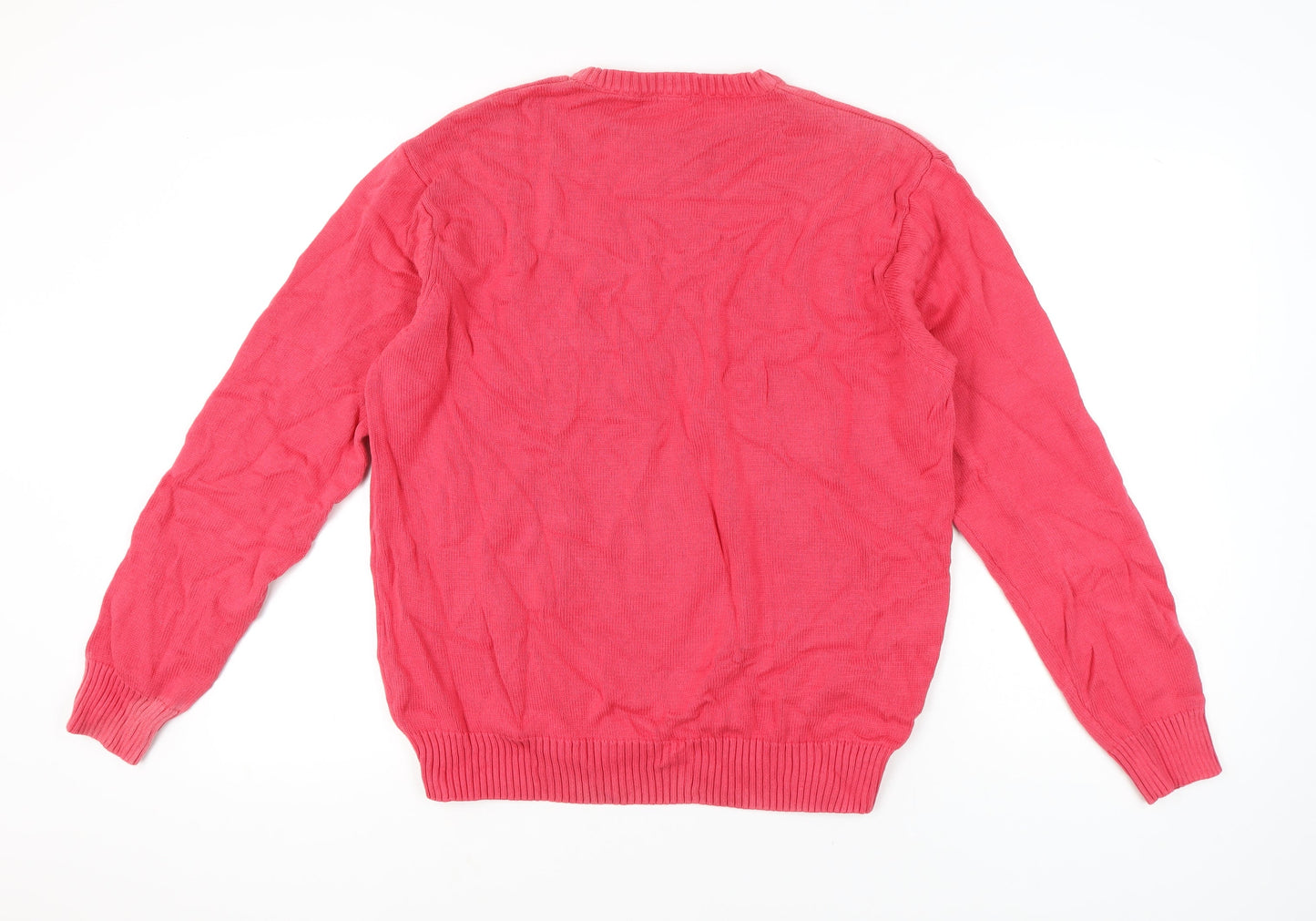 Cotton Traders Men's Pink XL Crew Neck Cotton Pullover Jumper