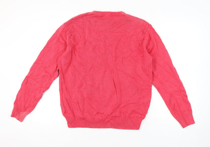 Cotton Traders Men's Pink XL Crew Neck Cotton Pullover Jumper