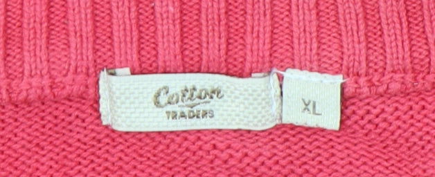 Cotton Traders Men's Pink XL Crew Neck Cotton Pullover Jumper