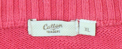Cotton Traders Men's Pink XL Crew Neck Cotton Pullover Jumper
