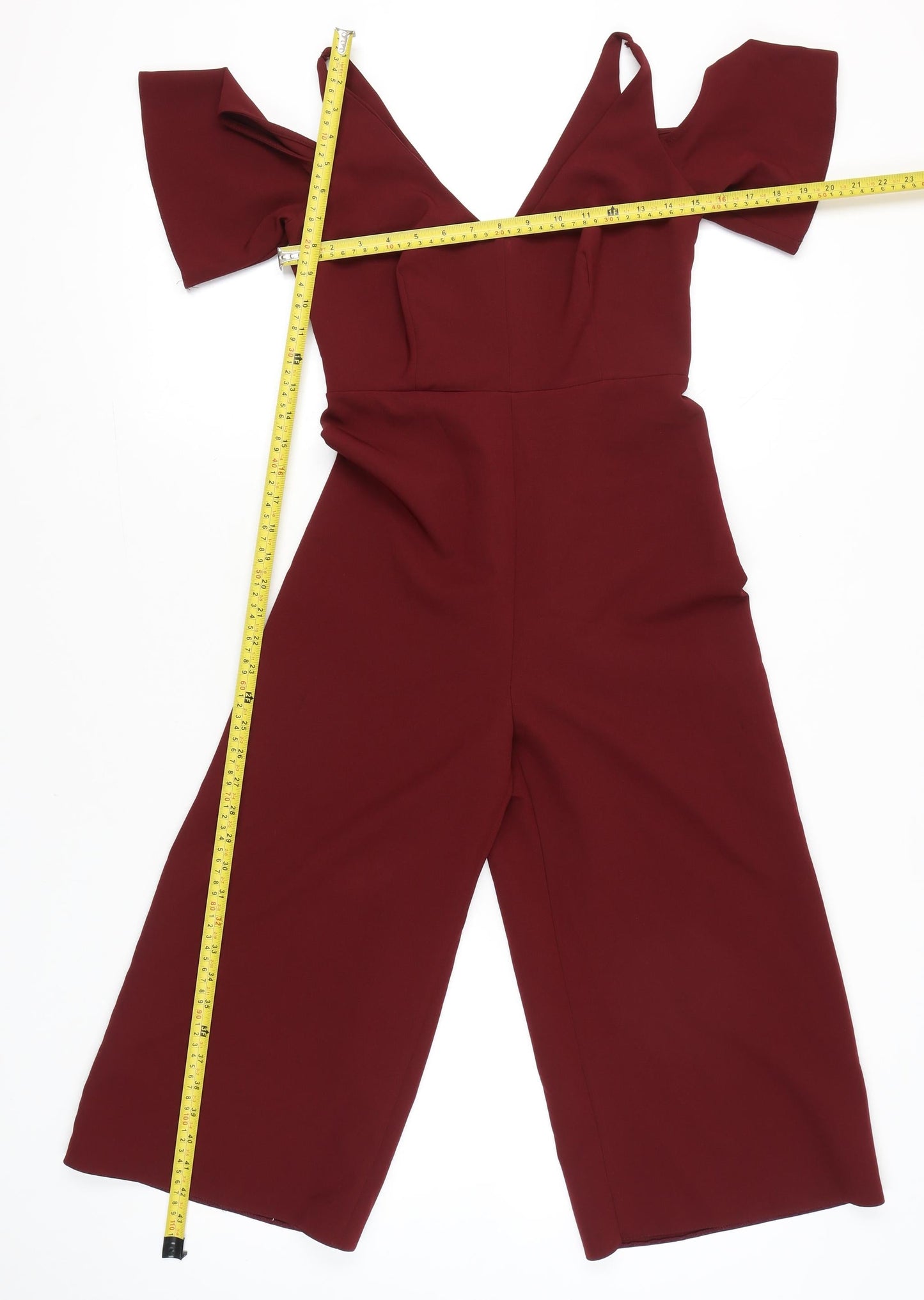 New Look Women Red Size 8 Cold Shoulder Wide-Leg Jumpsuit