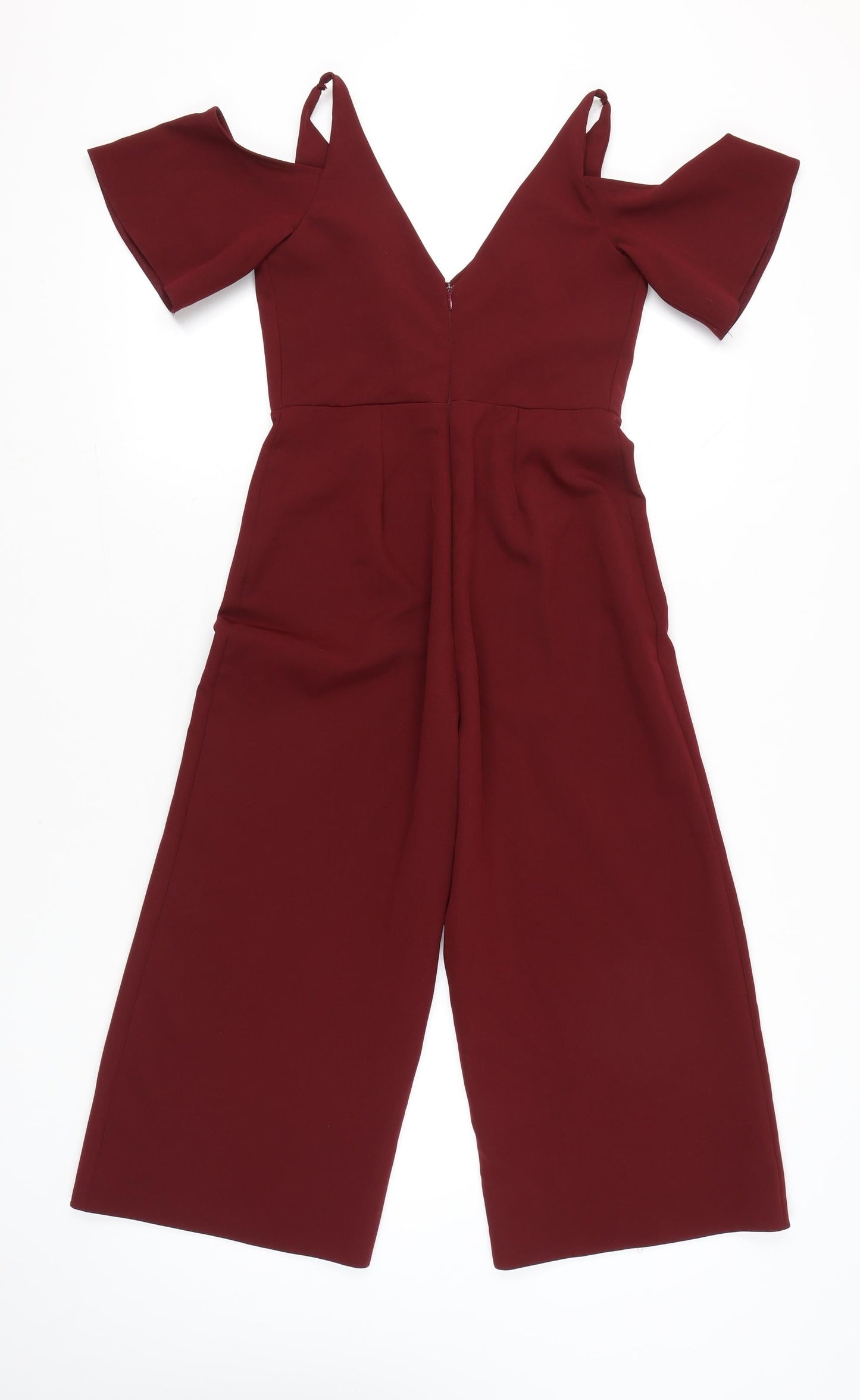 New Look Women Red Size 8 Cold Shoulder Wide-Leg Jumpsuit