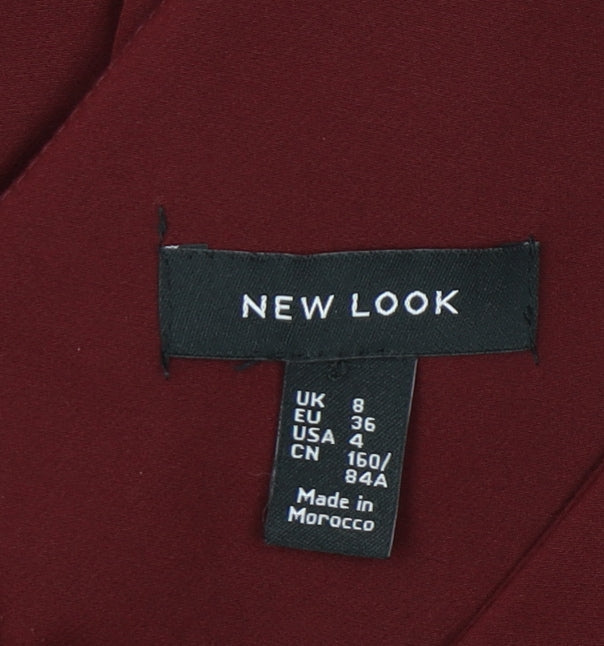 New Look Women Red Size 8 Cold Shoulder Wide-Leg Jumpsuit