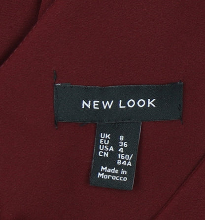 New Look Women Red Size 8 Cold Shoulder Wide-Leg Jumpsuit