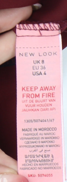 New Look Women Red Size 8 Cold Shoulder Wide-Leg Jumpsuit