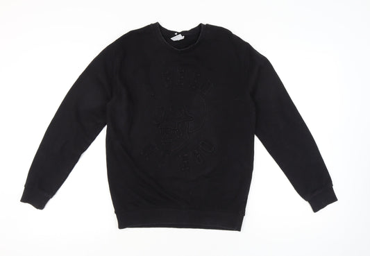 Zara Men Black Medium Skull Graphic Pullover Sweatshirt