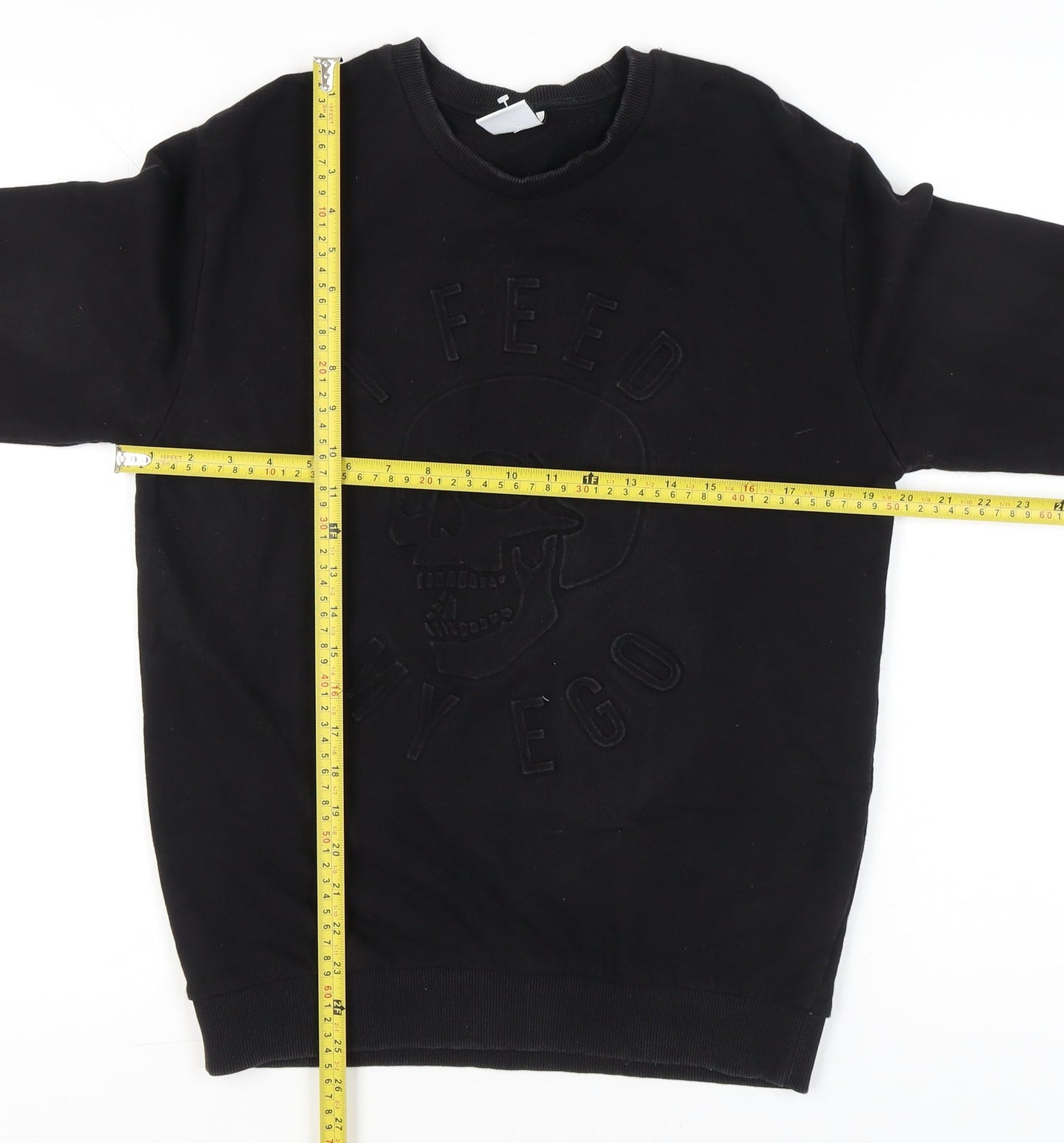 Zara Men Black Medium Skull Graphic Pullover Sweatshirt