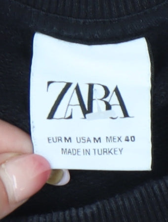 Zara Men Black Medium Skull Graphic Pullover Sweatshirt