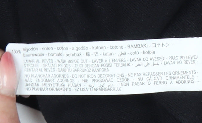 Zara Men Black Medium Skull Graphic Pullover Sweatshirt