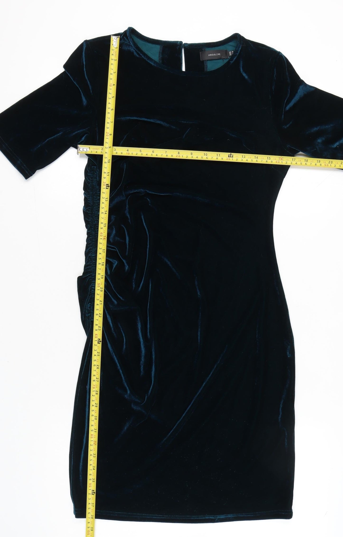 Angeleye Womens Black Velvet Bodycon Dress Size 14 Party Cocktail